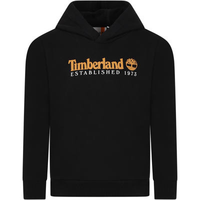 Timberland Kids' Black Sweatshirt For Boy With Logo