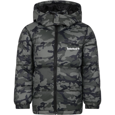 Timberland Kids' Green Down Jacket For Boy With Logo