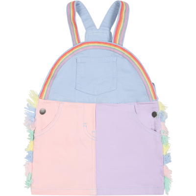 Stella Mccartney Kids' Multicolor Dungarees For Baby Girl With Patch Logo