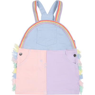 Stella Mccartney Multicolor Dungarees For Baby Girl With Patch Logo