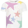 STELLA MCCARTNEY WHITE T-SHIRT FOR GIRL WITH STARS AND LOGO