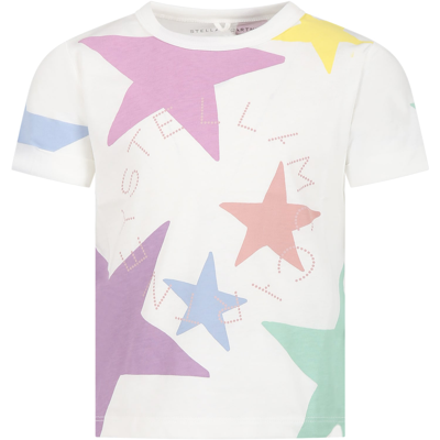 Stella Mccartney Kids' White T-shirt For Girl With Stars And Logo