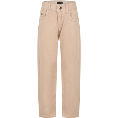 Armani Collezioni Kids' Beige Trousers For Boy With Eaglet