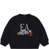 ARMANI COLLEZIONI BLUE SWEATSHIRT FOR BABY BOY WITH SMURFS AND LOGO