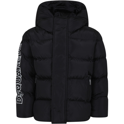 Dsquared2 Kids' Black Jacket For Boy With Logo In Nero