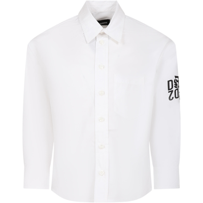Dsquared2 Kids' White Shirt For Boy With Logo