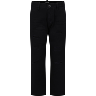 Dsquared2 Kids' Black Trousers For Boy With Logo
