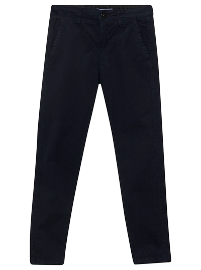 Stone Island Junior Kids' Blue Pants With Logo Patch In Stretch Cotton Boy In Black