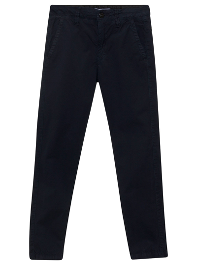 Stone Island Kids' Blue Pants With Logo Patch In Stretch Cotton Boy In Black