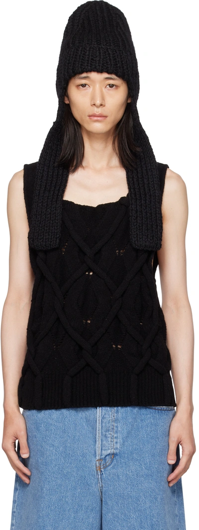 Dries Van Noten Black Self-tie Beanie