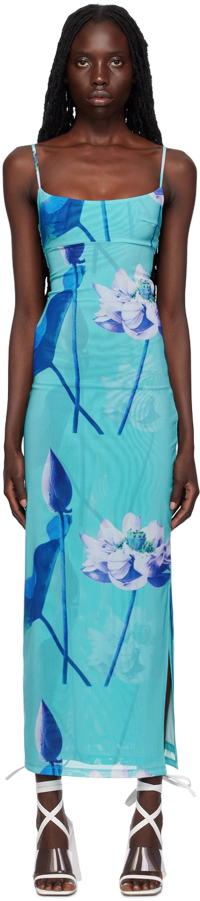 Miaou Ssense Exclusive Blue Thais Maxi Dress In Blue Lotus