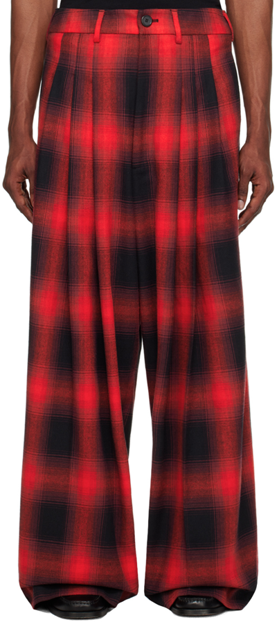 Lu'u Dan Red & Black Check Trousers In Red / Black