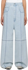 Lu'u Dan Blue Paneled Jeans In Ice Blue