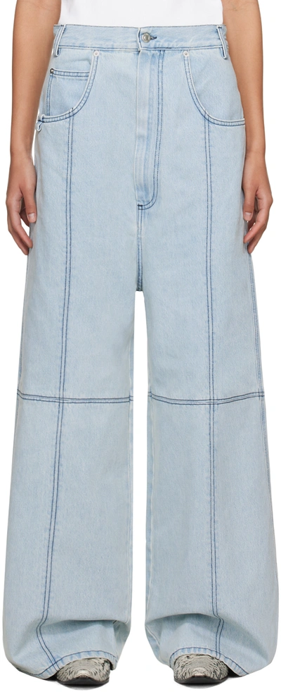 Lu'u Dan Blue Paneled Jeans In Ice Blue