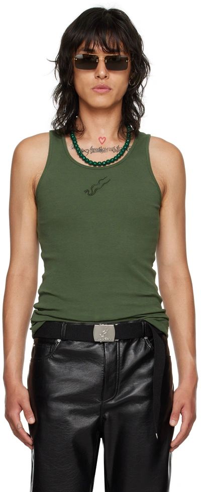 Lu'u Dan Khaki Embroidered Tank Top