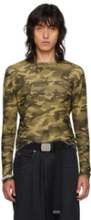 Lu'u Dan Green Camouflage Long Sleeve T-shirt In Camo Olive Print