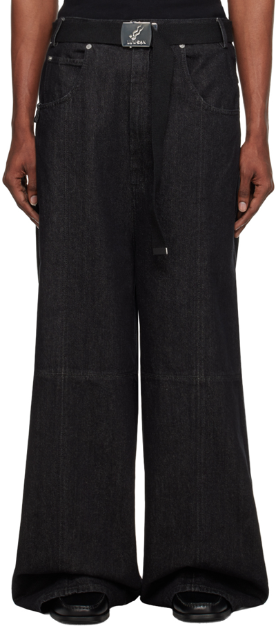 Lu'u Dan Black Paneled Jeans In Graphite Black