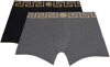 Versace Logo Waistband Stretch Hosiery Greek Key In A91m-black-grey