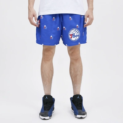 Pro Standard Mens  76ers Mini Logo Woven Shorts In Blue/royal