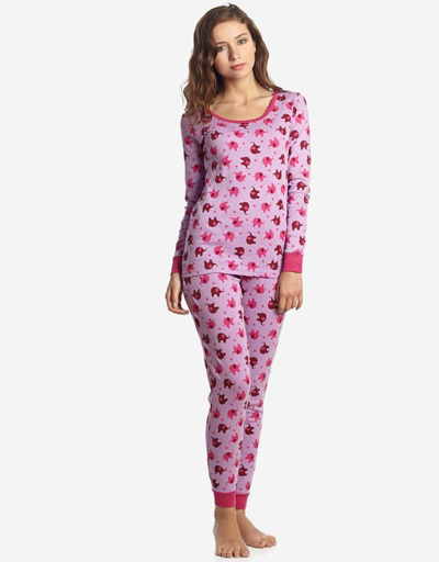 Leveret Womens Zoo Animals Cotton Pajamas In Pink