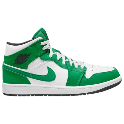 Jordan Air  1 Mid Trainers In Lucky Green/black/white