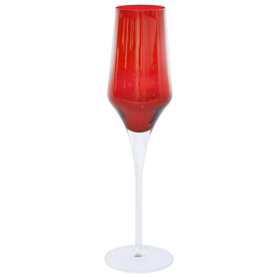 Vietri Contessa Champagne Glass In Red