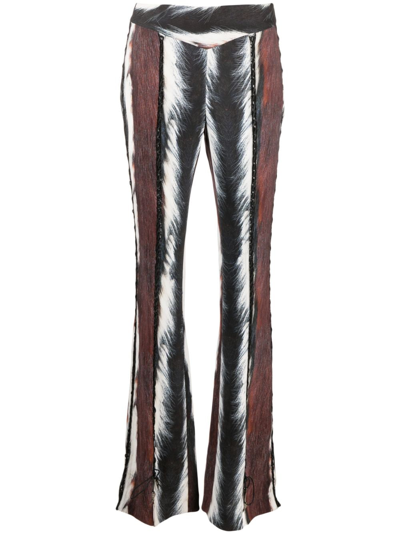 Roberto Cavalli Animal-print Lace-up Trousers In Black