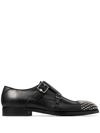 JIMMY CHOO FINNION STUDDED LEATHER MONK SHOES
