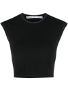 ALEXANDER WANG CRYSTAL-EMBELLISHED LOGO CROP TOP