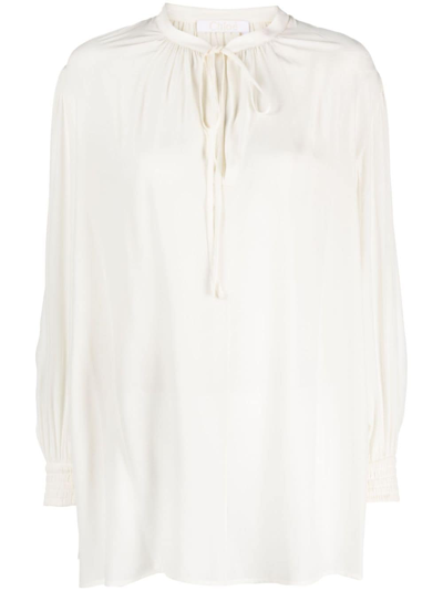 Chloé Lavallière-neck Silk Blouse In White