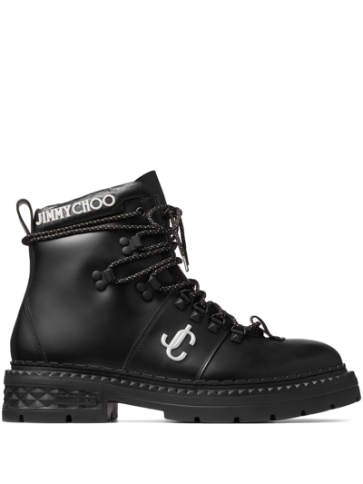 Jimmy Choo Marlow Monogram Hiking Boots In Black