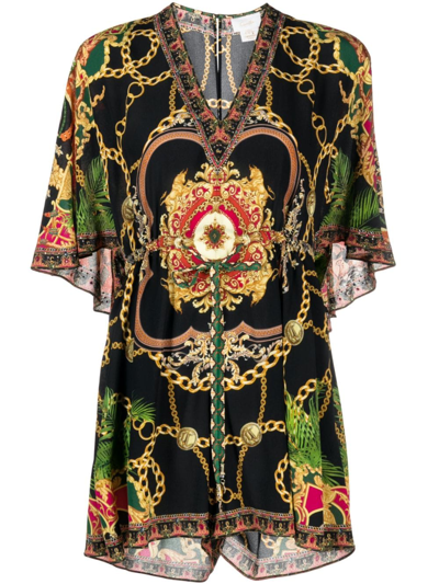 Camilla Jealousy And Jewels Silk Playsuit In Multicolor