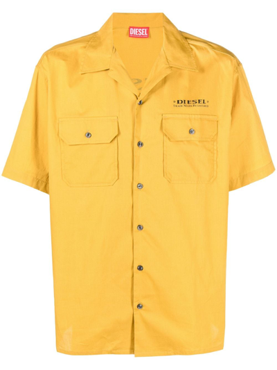 Diesel Logo-print Utility Shirt In Yellow