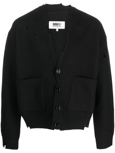 Mm6 Maison Margiela Wool V Neck Cardigan In Black