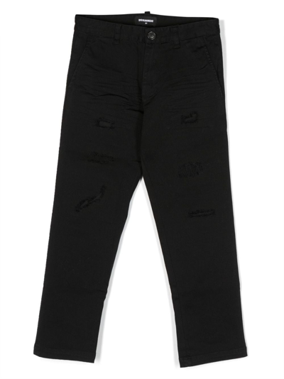 Dsquared2 Kids' Mid-rise Straight-leg Jeans In Black