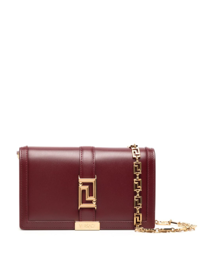 Versace Greca Goddess Leather Mini Bag In Red