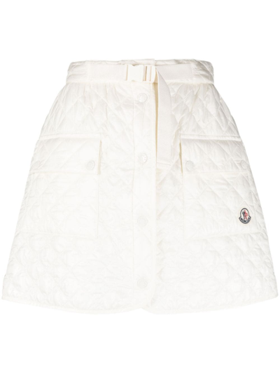 Moncler Quilted Cargo Mini Skirt In Natural