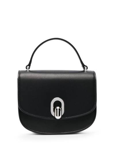 Savette Tondo Mini Leather Top-handle Bag In Black