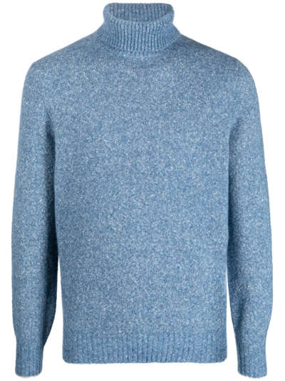 Brunello Cucinelli Roll-neck Wool-blend Jumper In Blue