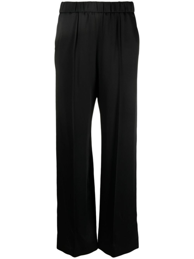 Jil Sander Satin-finish Wide-leg Trousers In Black