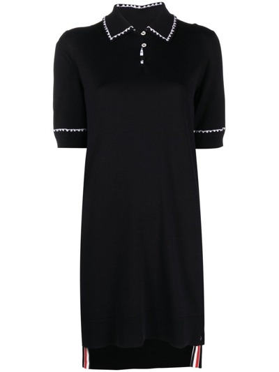 Thom Browne Contrasting-trim Polo Dress In Black