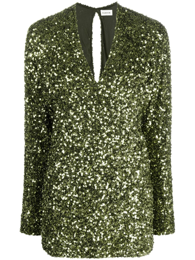 P.a.r.o.s.h Sequin-embellished Minidress In Green