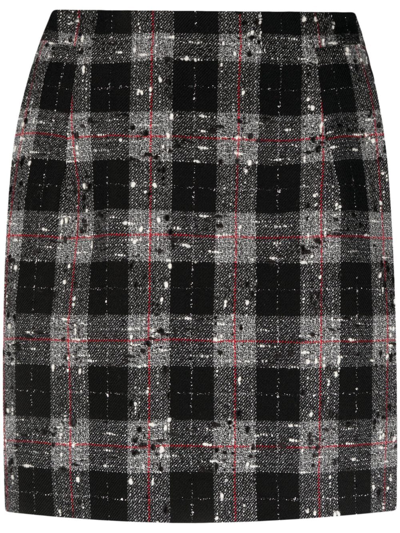 Alessandra Rich Check Wool Skirt In Balck