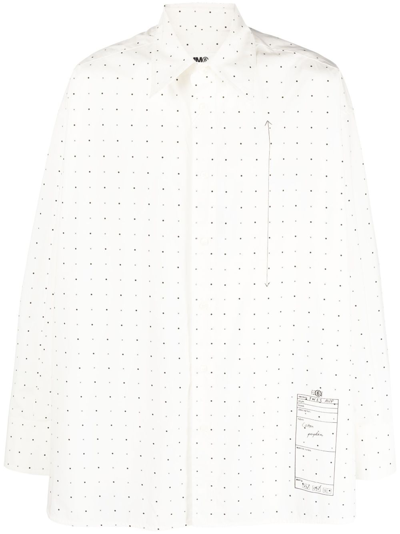 Mm6 Maison Margiela Dot-print Cotton-poplin Shirt In White