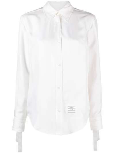 Thom Browne Scarf-cuff Detail Shirt In White