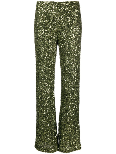 P.a.r.o.s.h Straight-leg Sequin Trousers In Green