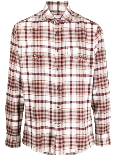 Brunello Cucinelli Checked Long-sleeve Shirt In Multi