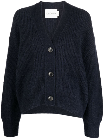 Closed V-neck Wool Cardigan In Blue