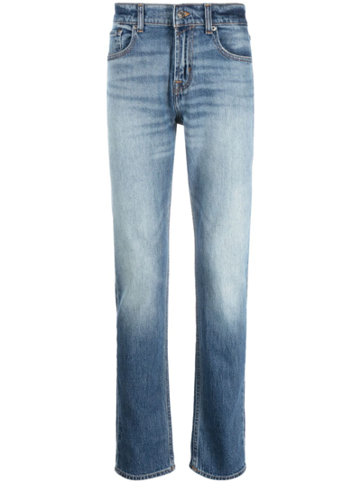 7 For All Mankind Mid-rise Straight-leg Jeans In Blue