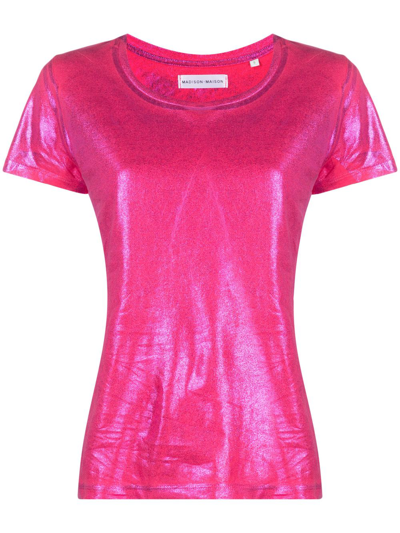 Madison.maison Short-sleve Lamé T-shirt In Pink